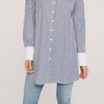 HARSHMAN Justine Stripe Cotton Tunic Dress In Navy Stripes 2X Blue Photo 0