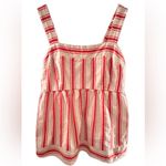 CAbi Anthropologie‎ Brunch Top #6102 Awning Stripe Linen Cotton Blend Medium Top Photo 2