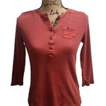 Ralph Lauren Lauren Jeans Co. Womens Size S 3/4 Sleeve Top Notch Neck‎ Red Photo 0