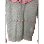 Anna October Mint Green Pink Ruffle Wool Knit Sweater Size Small Photo 9