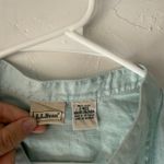 L.L.Bean  Size Large 100% Linen Blue Cottage Peasant Button Long Sleeve Blouse Photo 5