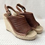 Treasure & Bond Sam Tan Woven Faux Leather Platform Wedge Slingback Sandals 6.5 Photo 1