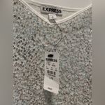 EXPRESS New White Silver  Sparkly Sequin Top Photo 3