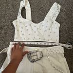 Show Me Your Mumu NEW shania bridal rhinestone denim top and skirt white and sliver set with belt Photo 4