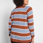 Modcloth  Blue Brown Striped Ribbed Sweater Retro 70s Crewneck Plus Size 1X Photo 1