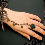 Flower Shape Elegant Bracelet Ring Inlaid Crystal Beads Vintage‎ Style Bracelet Black Photo 0