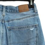 American Eagle SZ 2 LONG Mom Jeans Mid-Rise Whiskered Distressed Light Wash Blue Photo 7