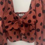 DO+BE  Cropped Long Sleeve Puffy Top Burnt Orange with Black Dots Size Large Photo 1