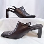 Enzo Angiolini  Womens 8.5 Brown Leather Square Toe Slingback High Heel Classy Photo 1