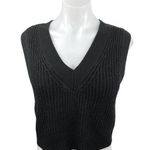 H&M Black Sleeveless Chunky Cable Knitted V-Neck Crop Top Sweater Vest Size M Photo 0