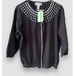 Cathy Daniels Cardigan Gray White Dot Accents Women's Size X-Large Full Zip NWT Photo 0