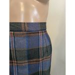 VTG New 70’s Escada SRB 10 Wool Skirt Tartan Plaid Fringe Midi Blue Scottish Photo 2