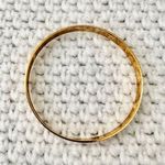 Monet Gold Tone Heavy Weight Slip On Etched Slanted Design Bangle Bracelet Vtg Photo 1