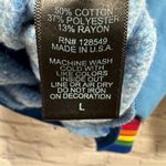 Aviator Nation Crewneck Rainbow Rib Sweatshirt Broken-In Cotton Blend Sky Blue L Photo 4