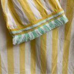 Crown & Ivy Womens Sz S Yellow White Striped Mint Fringe Beaded Tunic Top Blouse Photo 3