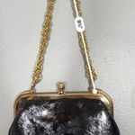 VINTAGE black & gold chain link strap over the shoulder adjustable strap purse Photo 3