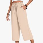 Anyhold Apricot High Waisted Wide Leg Cropped Lounge Pants Orange Size L Photo 1