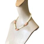 Retro Beach Theme Multi White Intertwined Ropes Pink Beads Boho Chic Necklace Photo 4