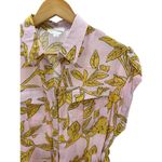 Love + Harmony Tropical Yellow Pink Short Sleeve Button Up Romper Tie Belt Small Photo 2