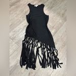 Topshop Black Asymmetric Fringe Tank Top Photo 4