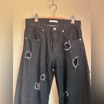 Rejina Pyo Mia Reworked Distressed Cut Out Wide Leg High Rise Relaxed Jeans 10 Black Photo 3