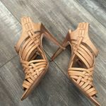 Tory Burch  Nadia brown woven leather logo detail huarache sandals heels 9.5 Photo 3