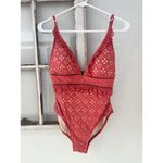 J.Crew Scalloped Ruffle Plunging One-piece in Laser-cut Eyelet Pink size 8 Photo 3