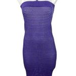 Womens Purple Open Knit Crochet Halter Bodycon Summer Swim Coverup Dress Size M Size M Photo 0