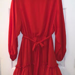 Jealous Tomato  Red Fit N Flare Belted Tiered Mini Dress Photo 0