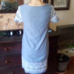 Esley  Chambray & White Embroidered Shift Dress Photo 4