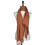 Women’s Bundle 3 Oblong Scarfs Solid Neutral Color Fringe Tan Orange Brown Tan Photo 1