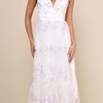 Lulus NWT  Distinctly Sweet White Floral Embroidered Tie-Strap Midi Dress Size S Photo 0