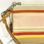 Vintage Fabric Stripped Wristlet Cosmetic Case Coach Keychain Photo 1