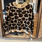 Planet Gold Sweater  Leopard Print Brown Crewneck Womens Small Photo 13