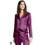 Fleur Du Mal Houndstooth Patterned Button Down Top Womens Small Violet Pink Photo 14