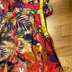 Live 4 Truth  Women’s Small Red Green Tropical Midi Dress Palm Leaf Toucan Vaca Photo 5