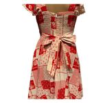 American Vintage Vintage Ruffled Prairie Apron style red white floral patchwork dress size XS Photo 6