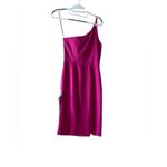 Dress the Population Pink Fuchsia Satin One Shoulder Cocktail Midi Dress Photo 2