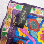 Laurel Burch Silk Scarf Purple Multi Floral Sheep Art Rectangle 11X53 Photo 6