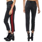 Brooklyn Karma Distressed Red Racing Stripe Jeans Photo 1