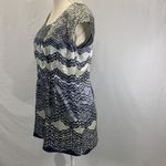 CAbi Silk Chantilly Lace Black White Silver Blouse Top Size Small Photo 5