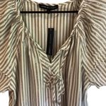 Adrienne Vittadini  White Grey & Silver Striped Blouse BRAND NEW W/Tags Photo 1