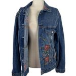 ZARA Denim Embroidered Love Roses Oversized Jeans Denimwear Jacket Size Small Photo 13
