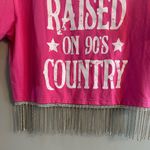 Raised on 90’s Country Pink Graphic Crop Top with Fringe Size M Photo 1