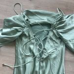 Selfie Leslie Ellory Long Sleeve Off-Shoulder Dress in Sage Photo 9
