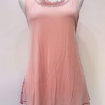 Hem & Thread Hem & Tread Pale Pink & Plaid Raw Edge Back Cutout Tunic Tank Small NEW Photo 0