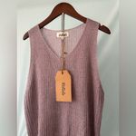 Listicle  Mute Lavender Knit Mesh V Tank Top Size L NWT Photo 1