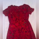 Liz Claiborne  Red and Purple Ombré Whimsigoth Dress with Floral Design Photo 5