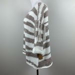 Sloane Rouge Sweater XS Fringe 3/4 Sleeve Wool Blend Striped Open Knit White Photo 5