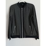 Daily Sports Women’s Large Golf Kenna Jacket Sweater Zip Up Black White Stripes Photo 2